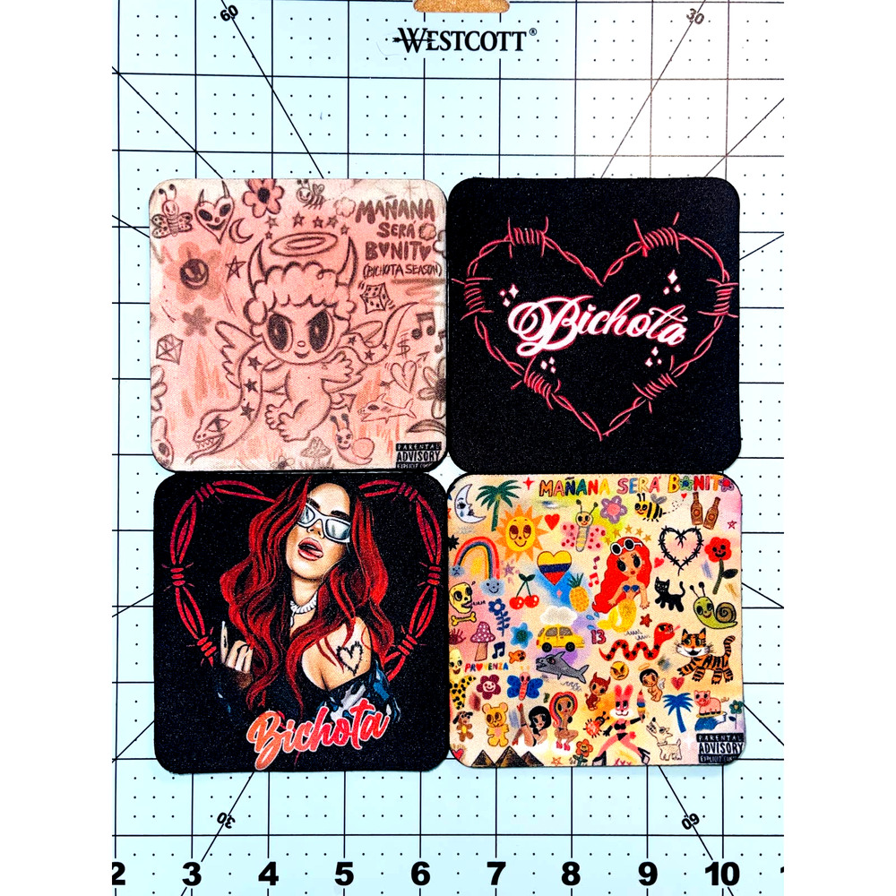 Karol G Bichota High Quality Coaster Set (pack of 4 per order)